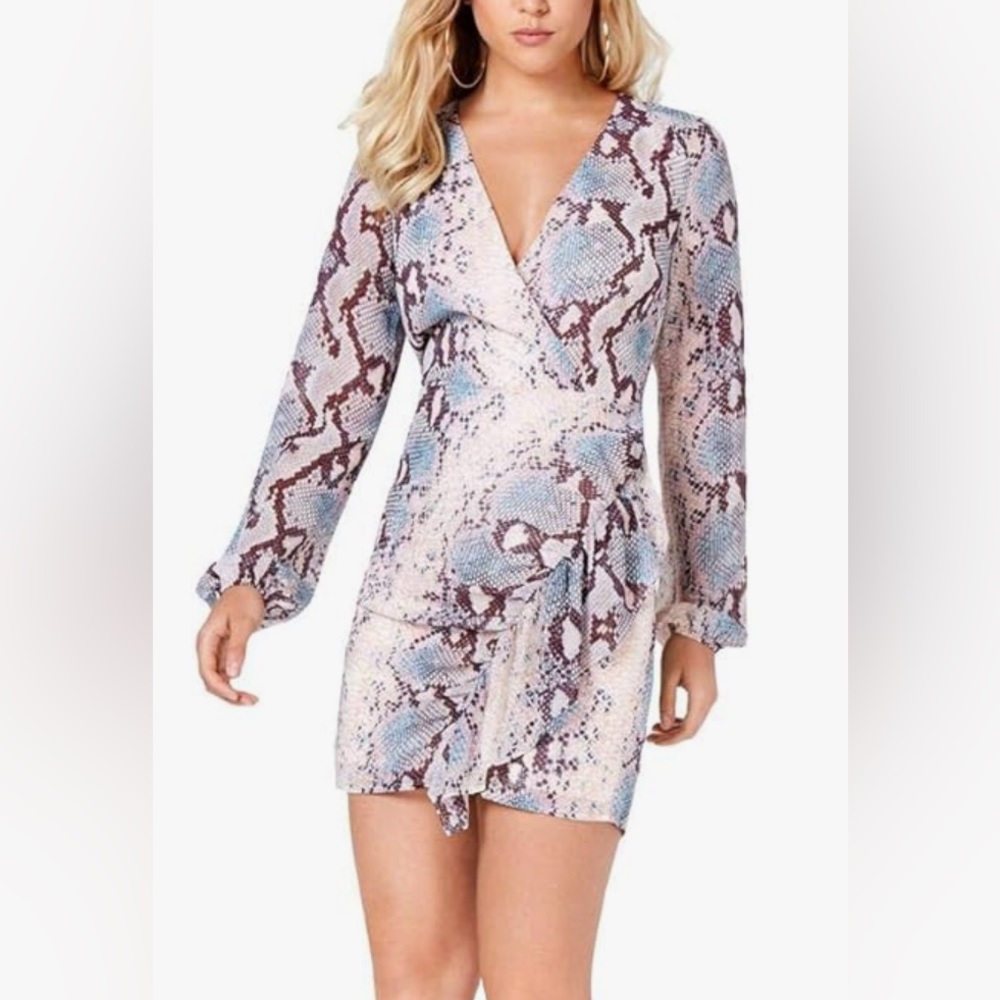 Guess Snake Print Long Sleeve Dress